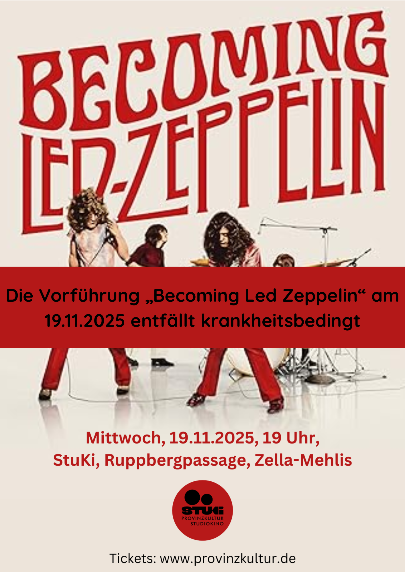 „Becoming Led Zeppelin“ fällt aus