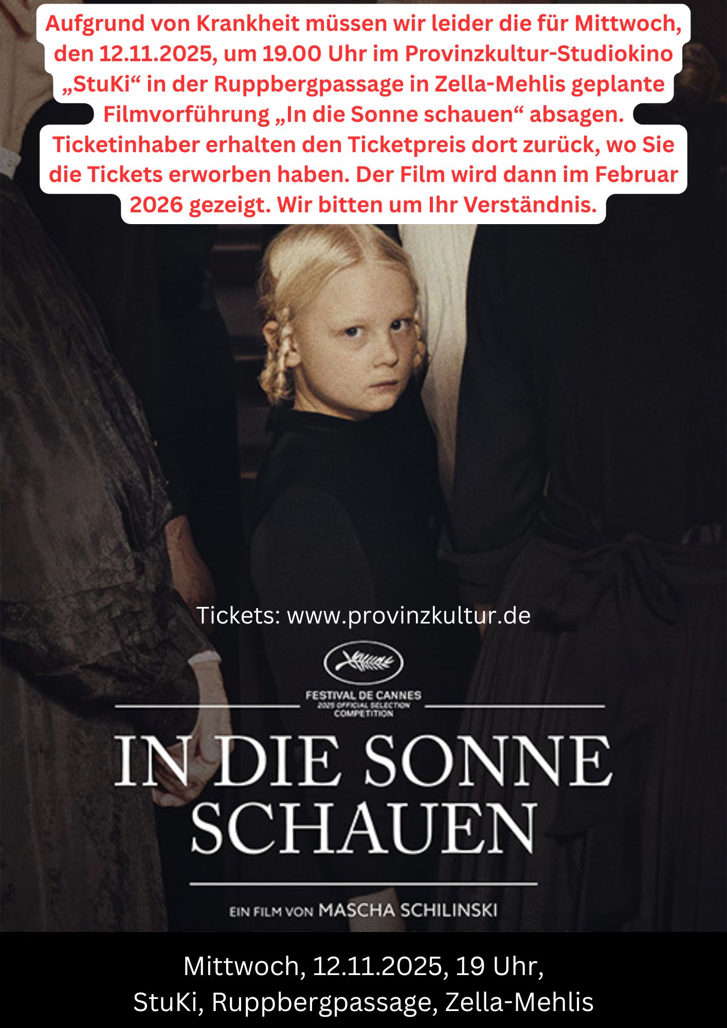 „In die Sonne schauen“ fällt aus