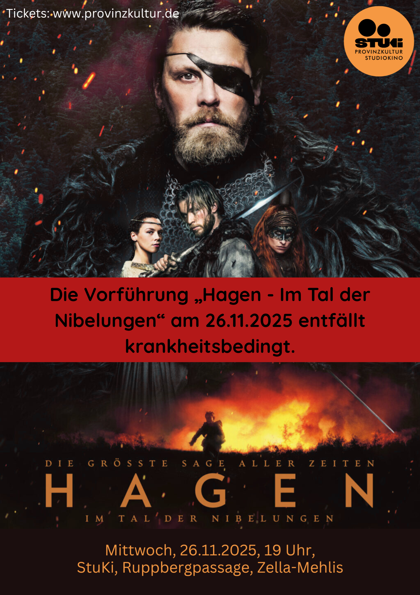 „Hagen – Im Tal der Nibelungen“ fällt aus
